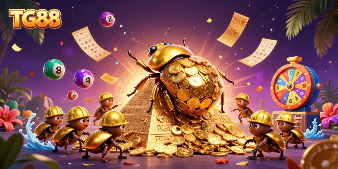 Experience the excitement of winning with TG88's vibrant casino elements in a dynamic scene.