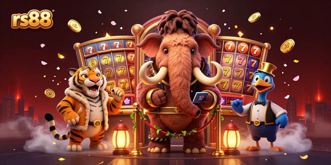 Experience the thrilling ambiance at rs88's digital casino featuring a vibrant woolly mammoth bouncer.