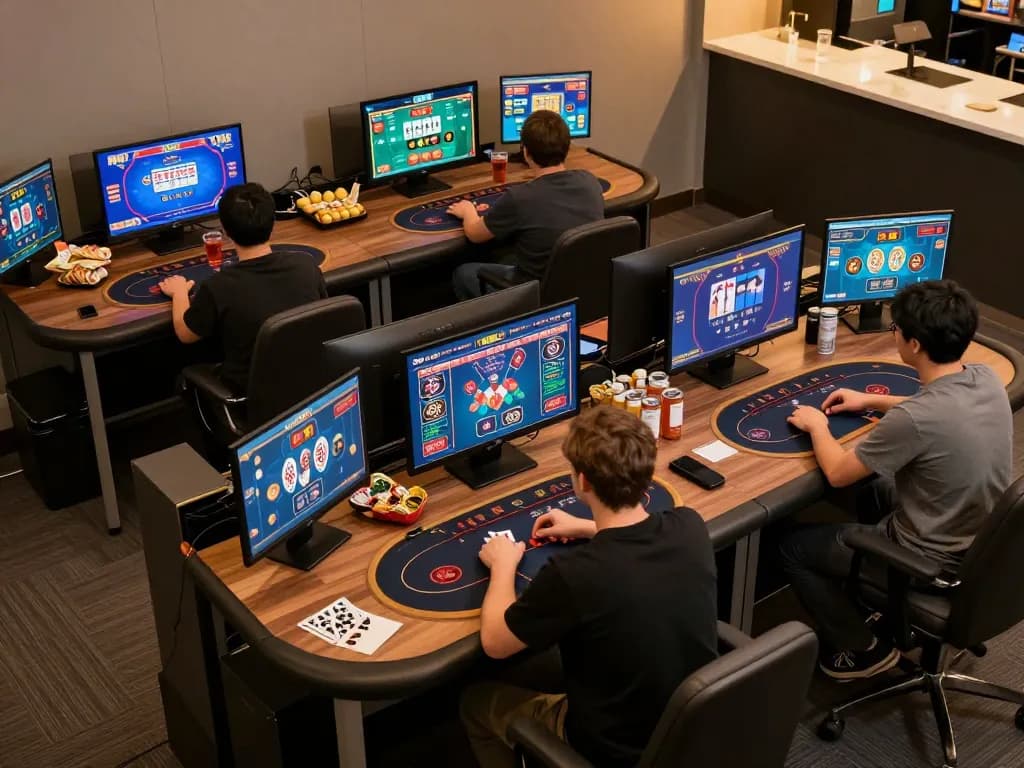 Engaging online gaming setup showcasing fly88 prof with various casino games displayed and organized workspace for strategic play.