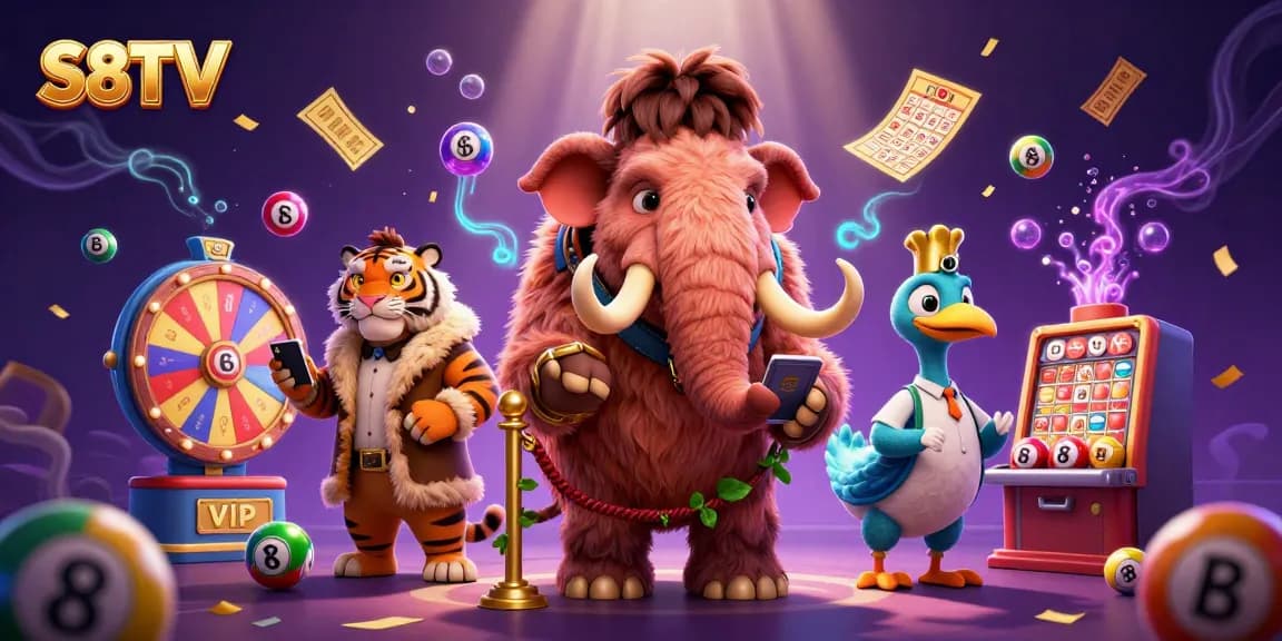 S8TV brings the fun of gaming alive with a vibrant casino scene featuring unique characters and dynamic elements.
