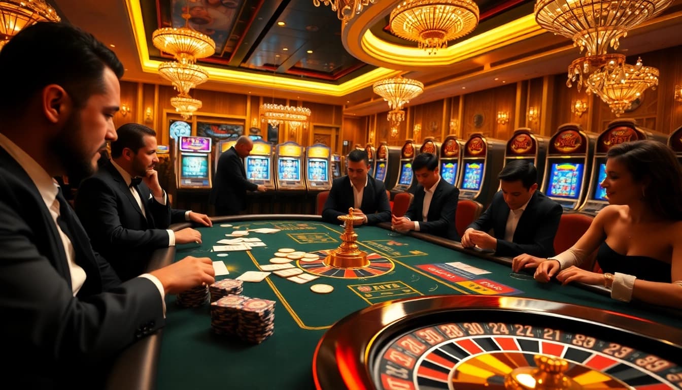 Players engaging in an exciting game at UU88's premium casino table, showcasing excitement and skill.