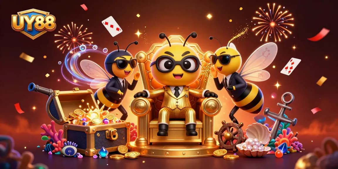 Experience the excitement of UY88 with thrilling games, vibrant visuals, and engaging atmosphere in this colorful illustration.
