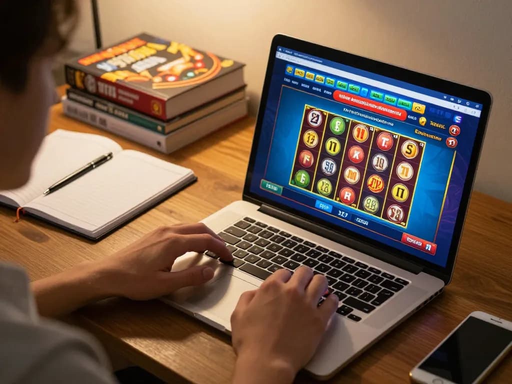 Player engaging in online gambling at home through tr88 platform with laptop and smartphone