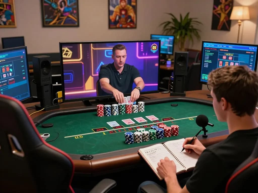 Player engaged in Nhà cái BJ88 online gaming, analyzing strategies at a blackjack table during a gaming session.