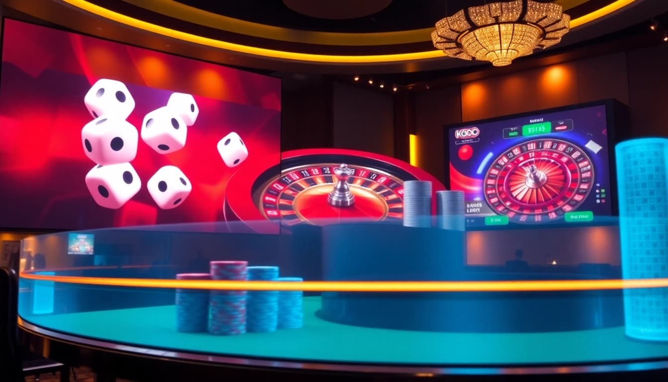 Experience the thrill of betting at https://kjc.football/ with a luxurious casino atmosphere filled with poker chips and roulette tables.