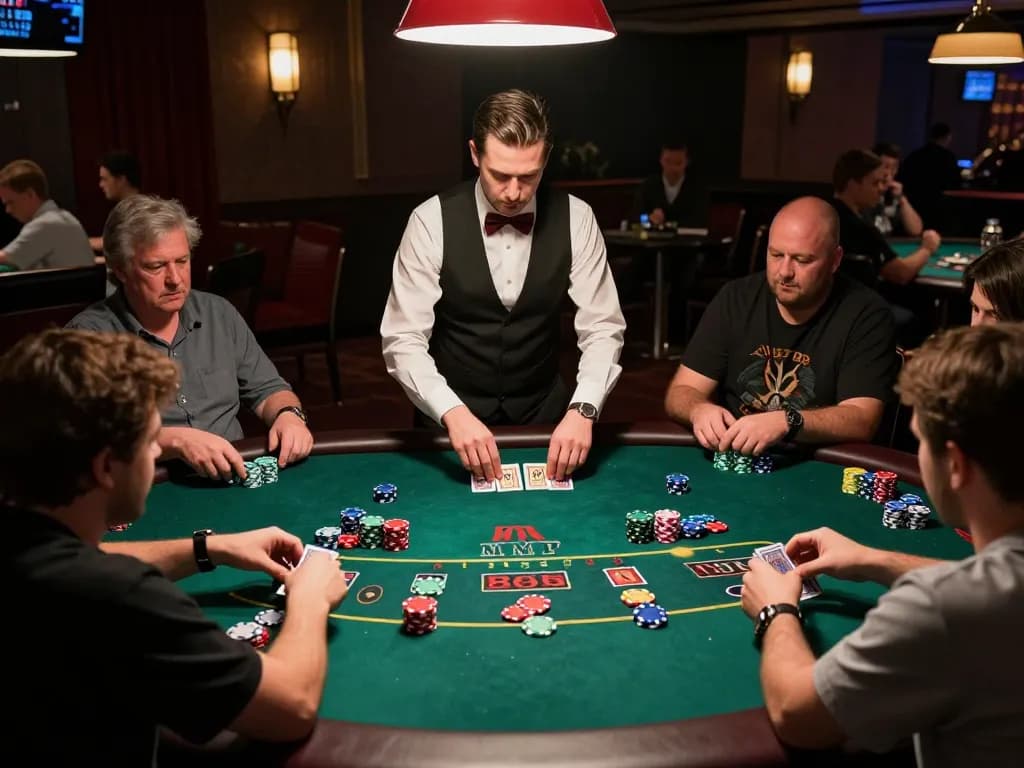 Players engaged in a dynamic card game at 88AA MVP, showcasing strategic gameplay and vibrant casino atmosphere.
