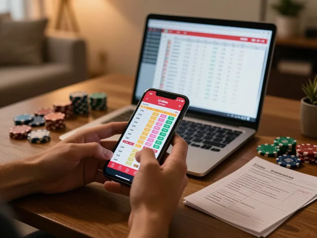Betting on đánh đề online with a smartphone in a cozy home setting