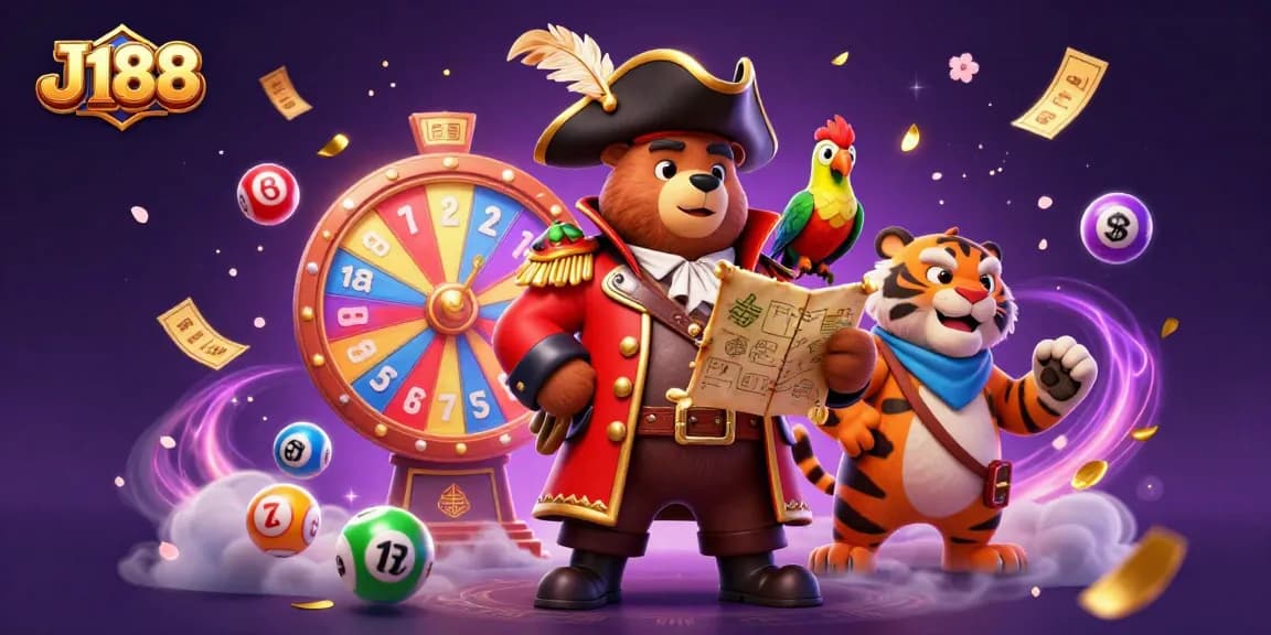Engage with J188's vibrant online gaming world featuring lively characters and exciting gambling elements.