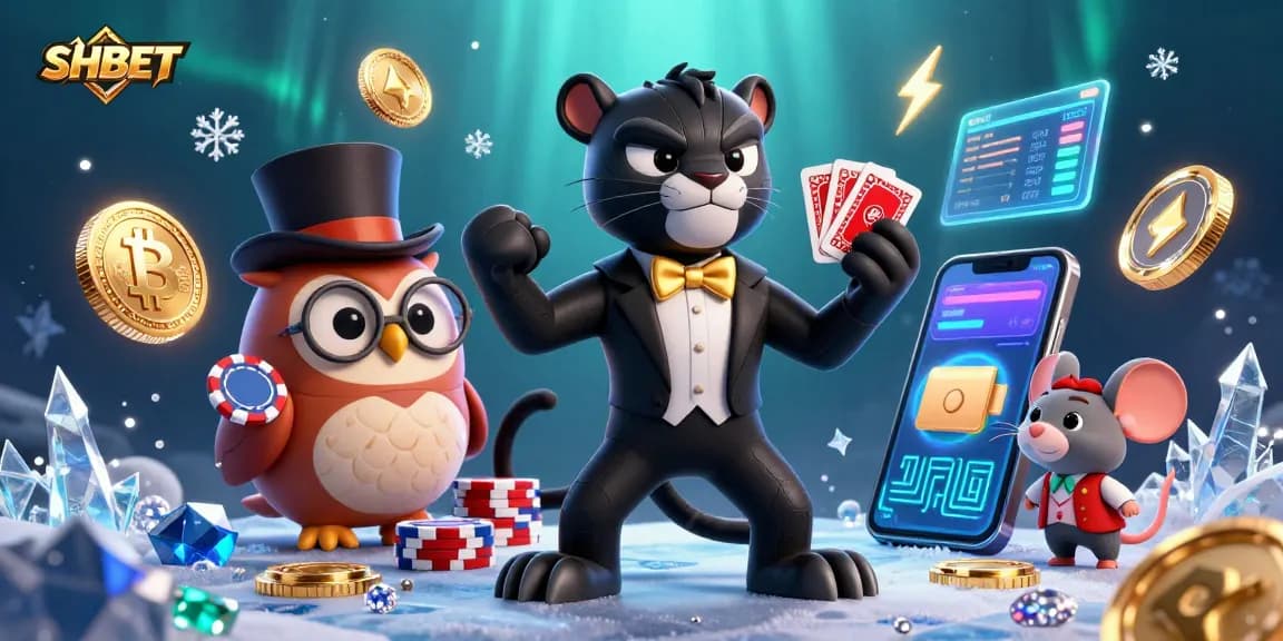 SHBET reveals exciting casino action with a stylish panther dealer, cute owl, and lucky mouse