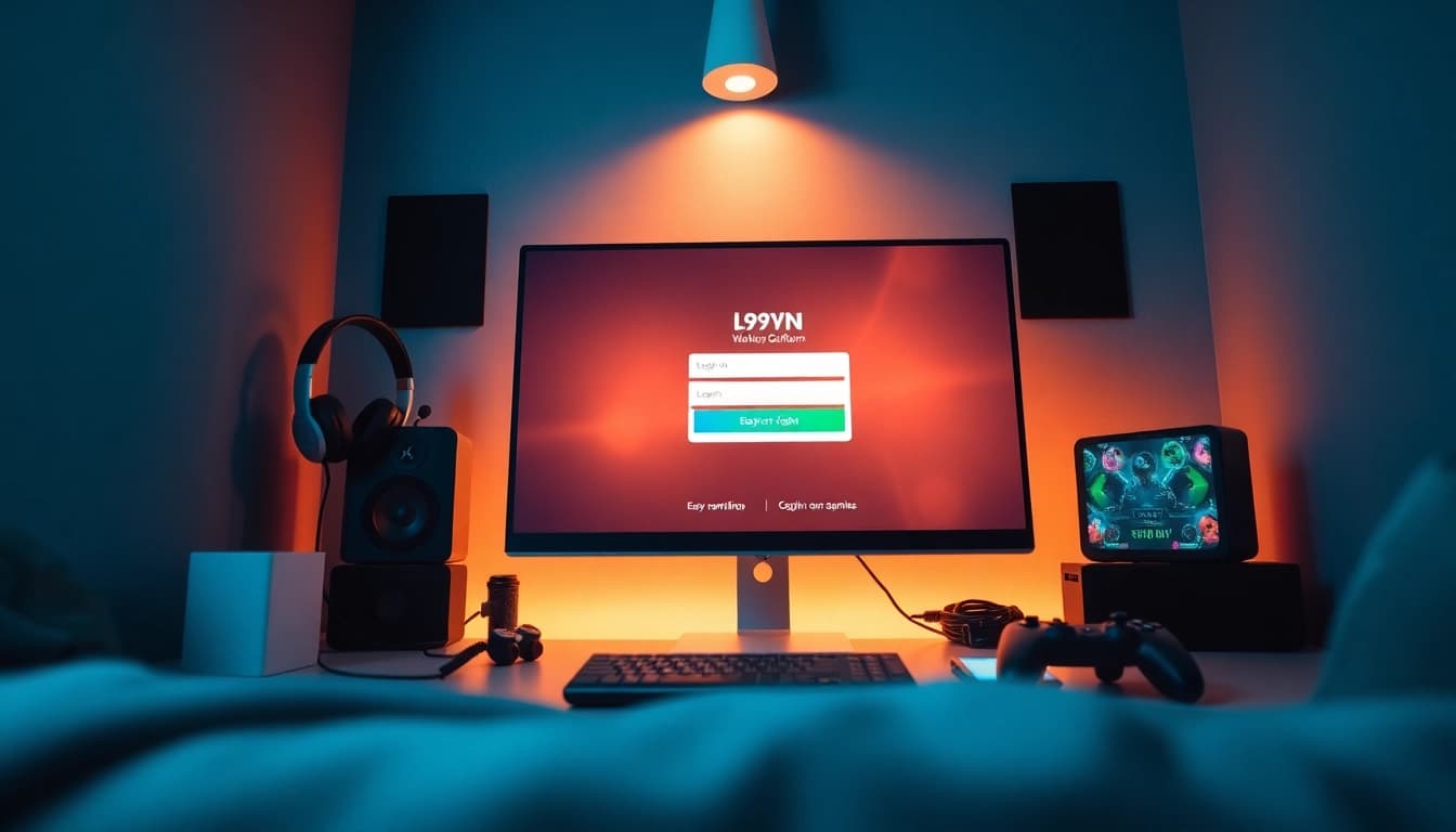 Đăng nhập 69VN interface displayed on a sleek computer setup, inviting online gaming ambiance.