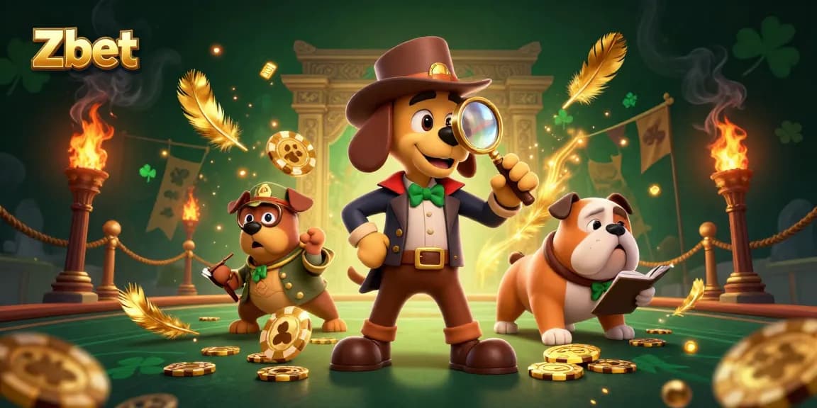 Engage with Zbet's thrilling casino experience featuring a detective theme with vibrant 3D characters and casino elements.