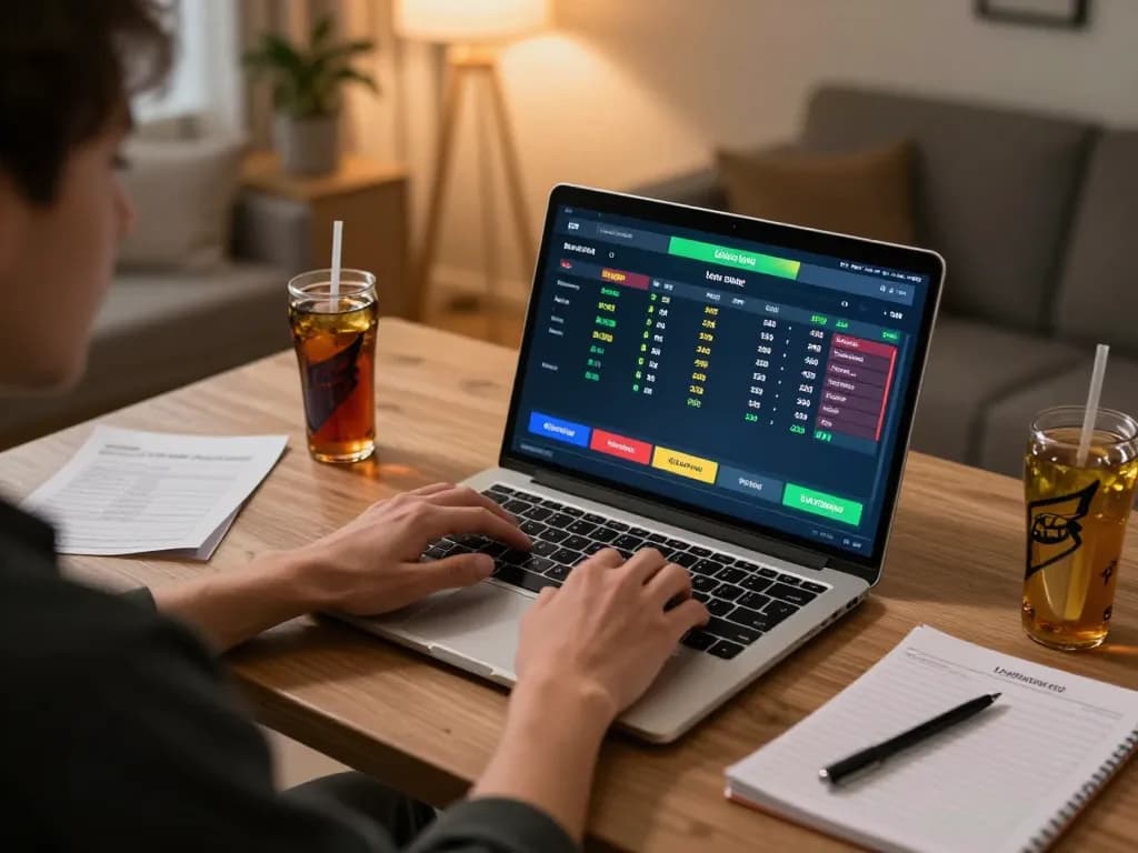 Engaged user placing bets on https://99win.actor/ in a lively home office setup.