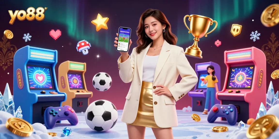 Engage with thrilling action at yo88, showcasing a stunning female player and vibrant casino elements.