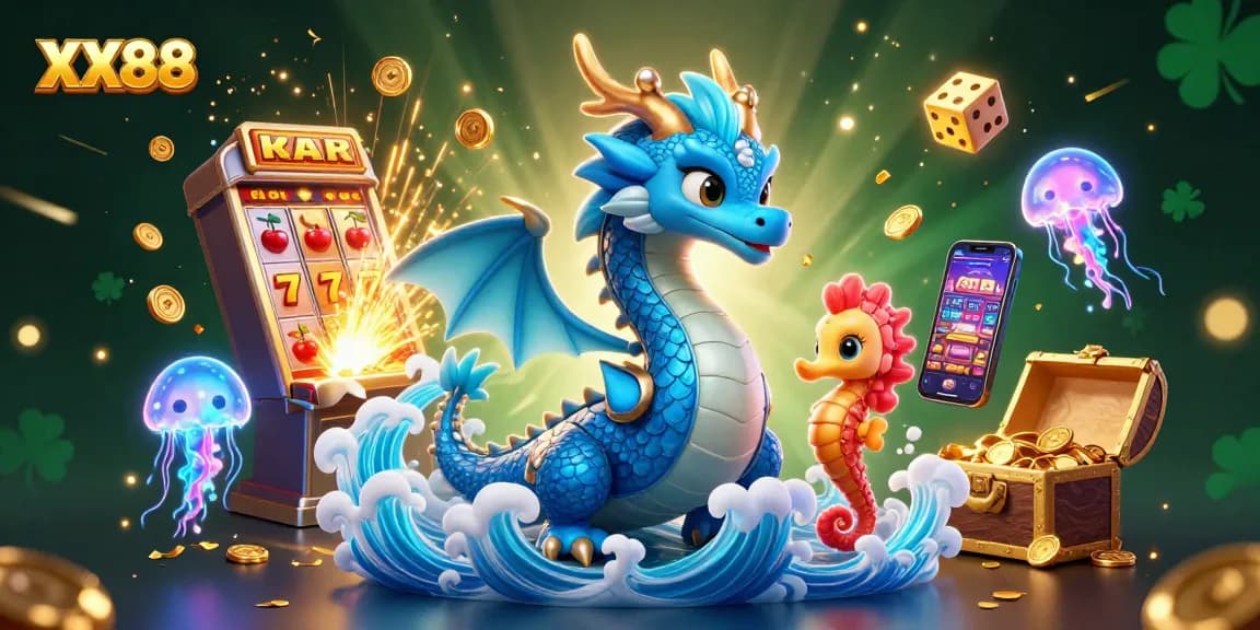 Experience the thrill of the XX88 casino adventure with a vibrant 3D dragon and a jackpot explosion.