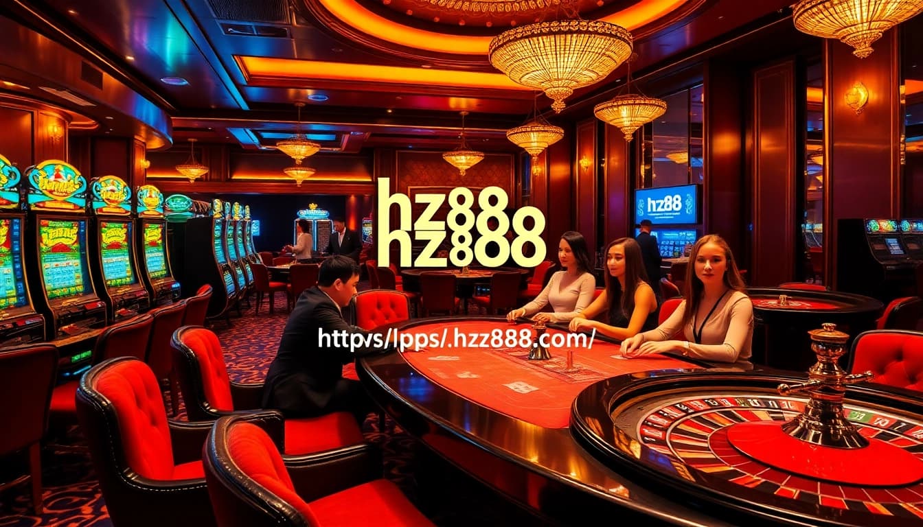Join the excitement at https://hz88.kim/ with players at a luxurious poker table in an elegant casino setting.