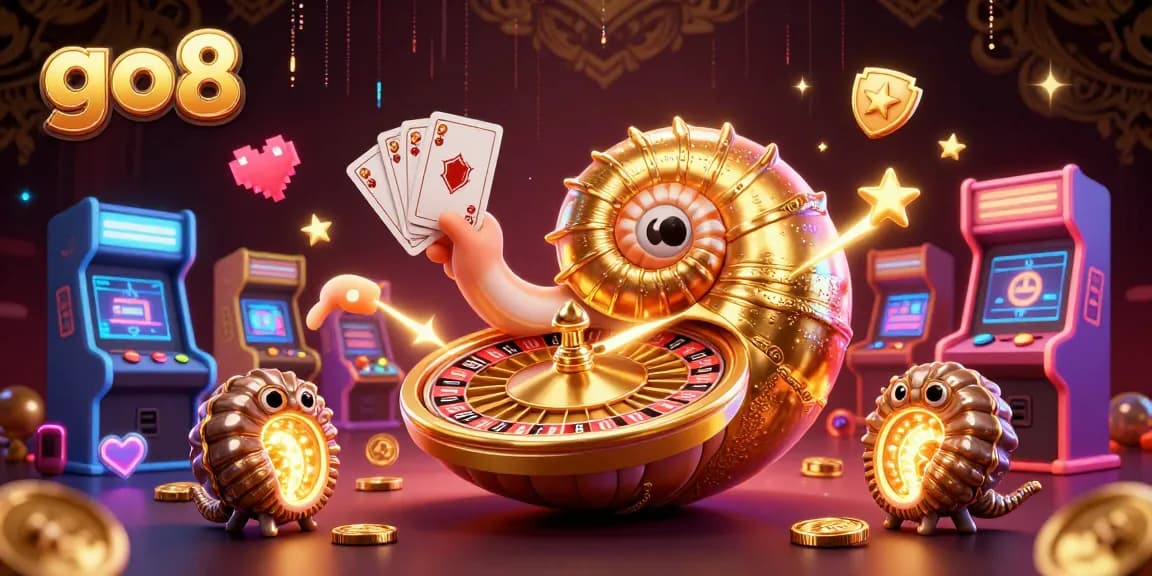 Experience exciting gameplay at the go8 casino with a vibrant 3D scene featuring a giant nautilus as a roulette wheel.
