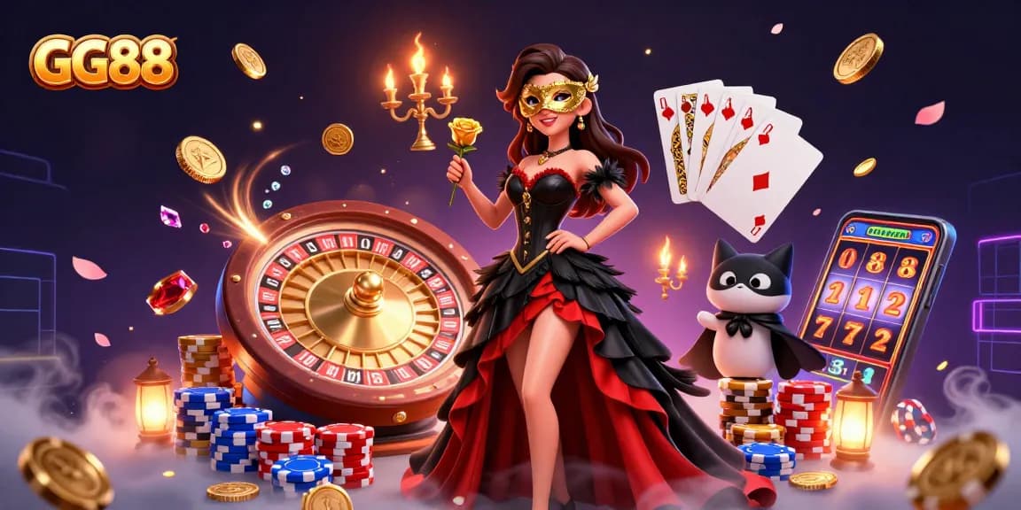 Experience thrilling gameplay at GG88 with spinning roulette and vibrant jackpot elements.