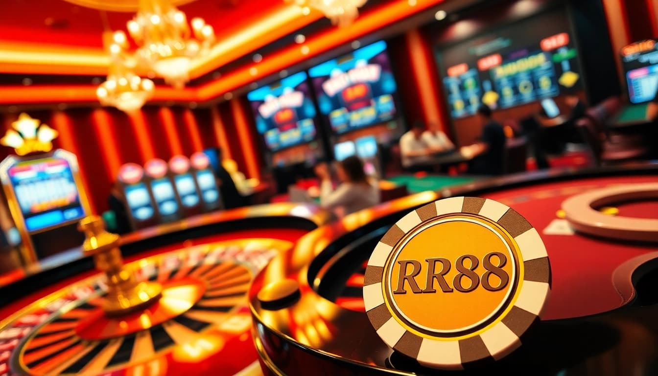 RR88 casino players celebrating at a vibrant roulette table in an elegant setting