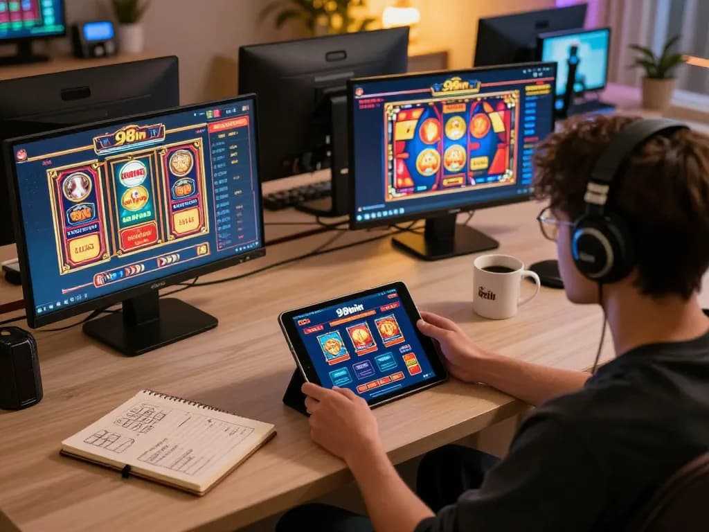 Engage with 98win’s thrilling online gaming experience from the comfort of home.