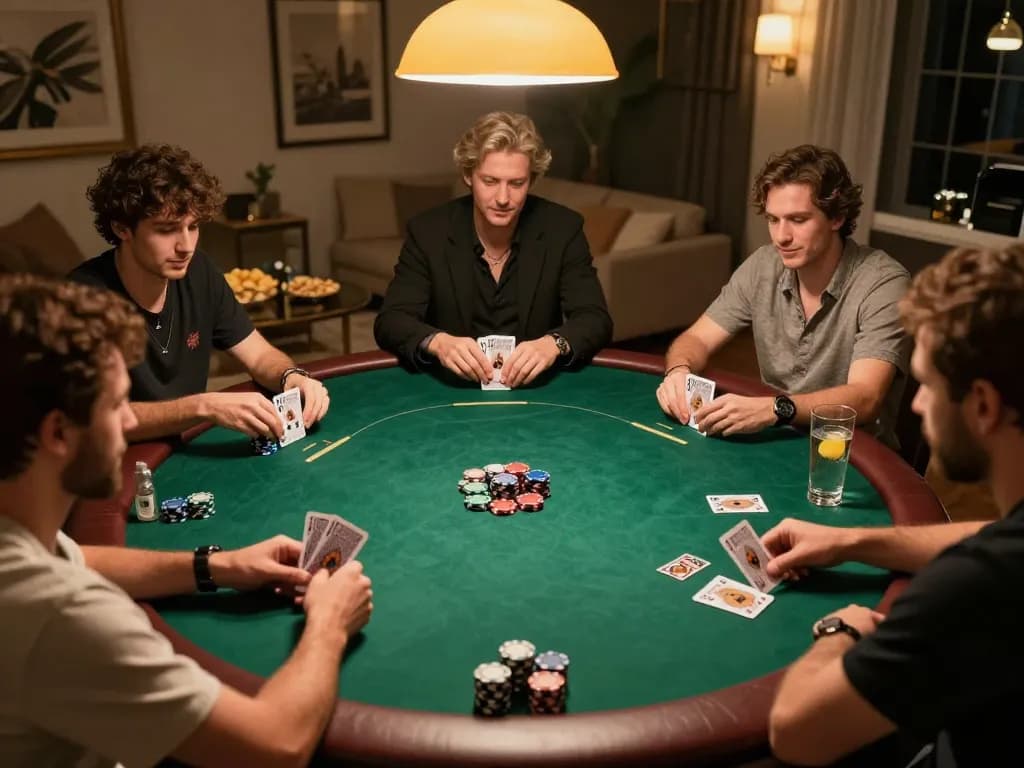Players enjoying a poker game at home featuring ALO8 strategies for better gameplay.
