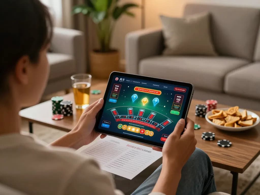 XX88 player strategizing bets on a tablet during a thrilling online gaming session