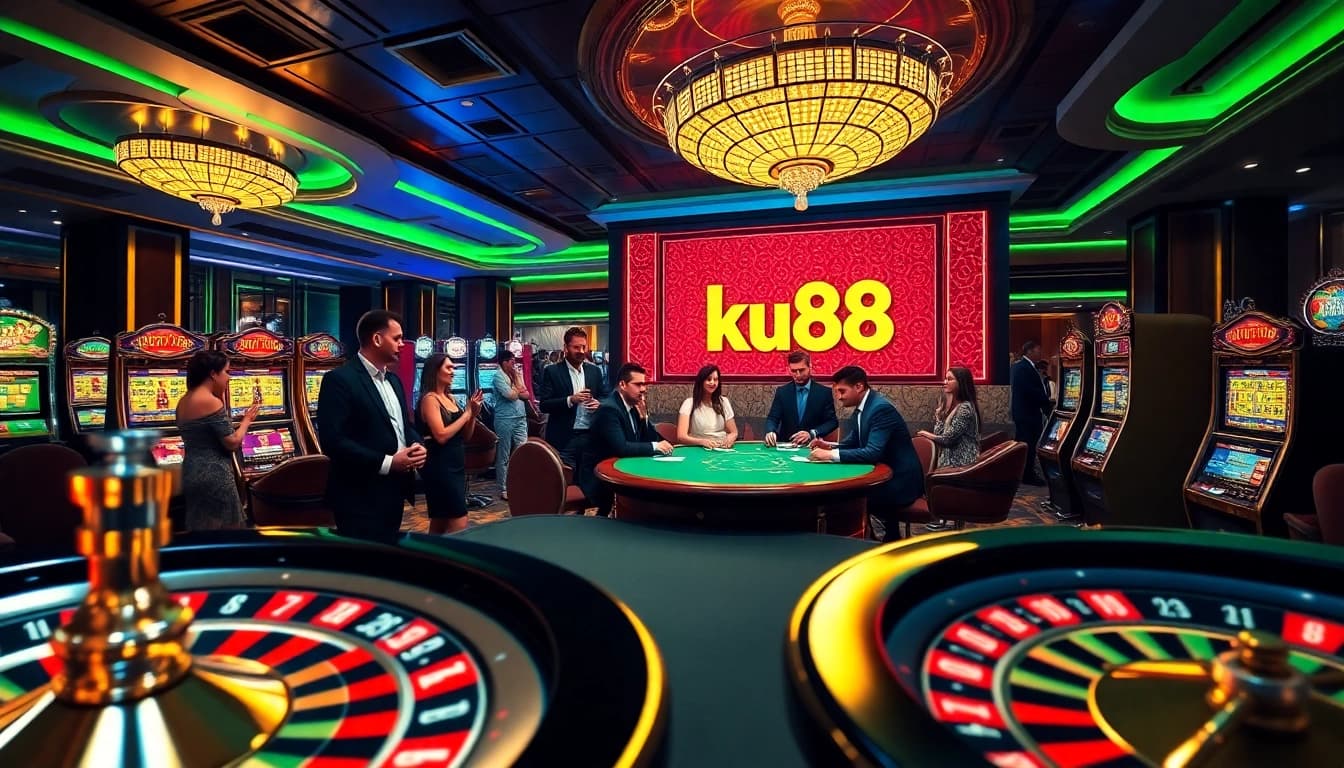 High-stakes poker action at ku88 casino, showcasing excitement and winning opportunities.