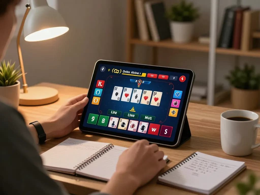 Engaging online gaming experience at home with live dealer game interface showcasing nhacaiuytinn.