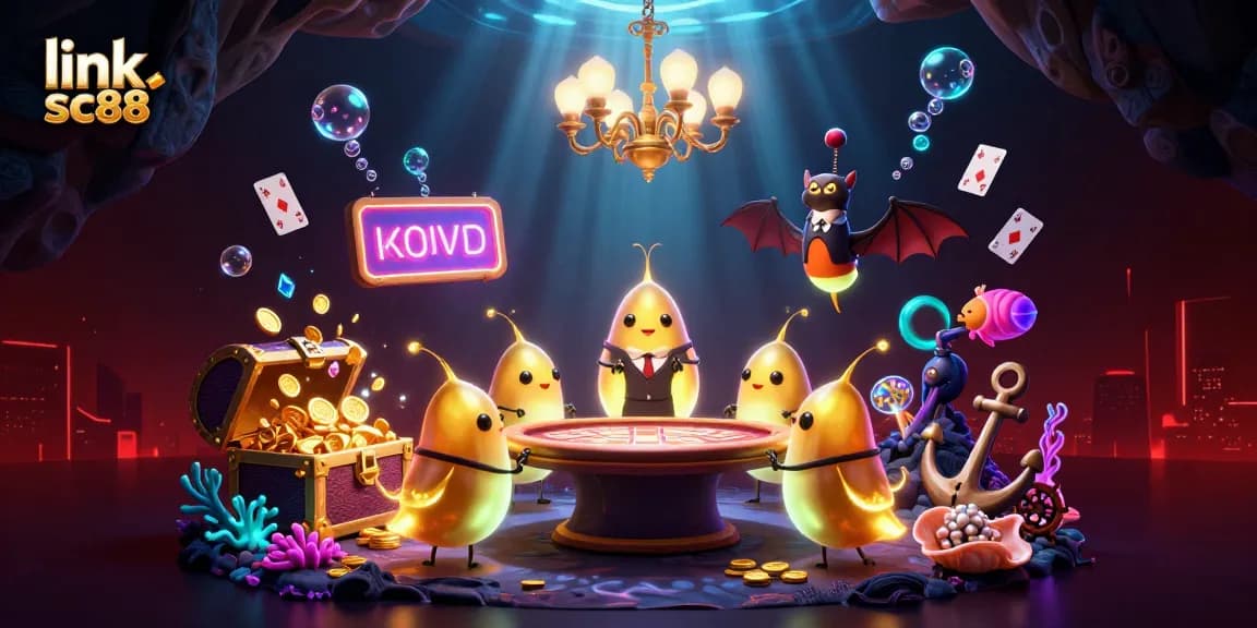 Experience excitement at link sc88 with vibrant glowworms illuminating a lively cave casino scene.