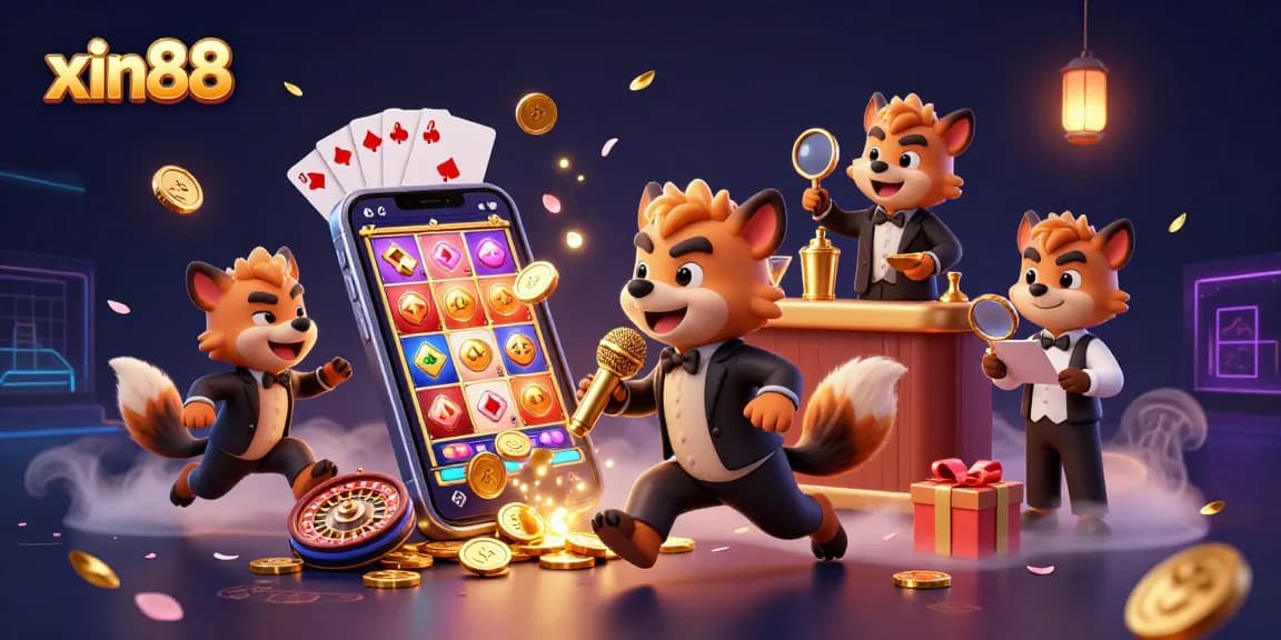Engage in fun at xin88's vibrant comedy casino club featuring cartoon hyenas.