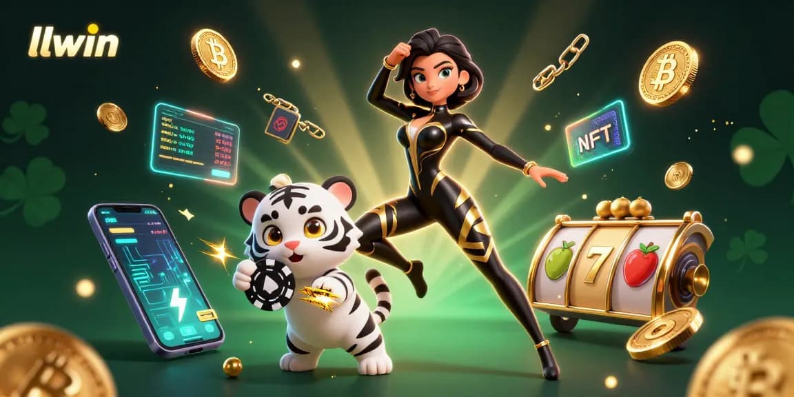 Experience thrilling action at llwin's casino with a stunning 3D illustration showcasing vibrant game elements.