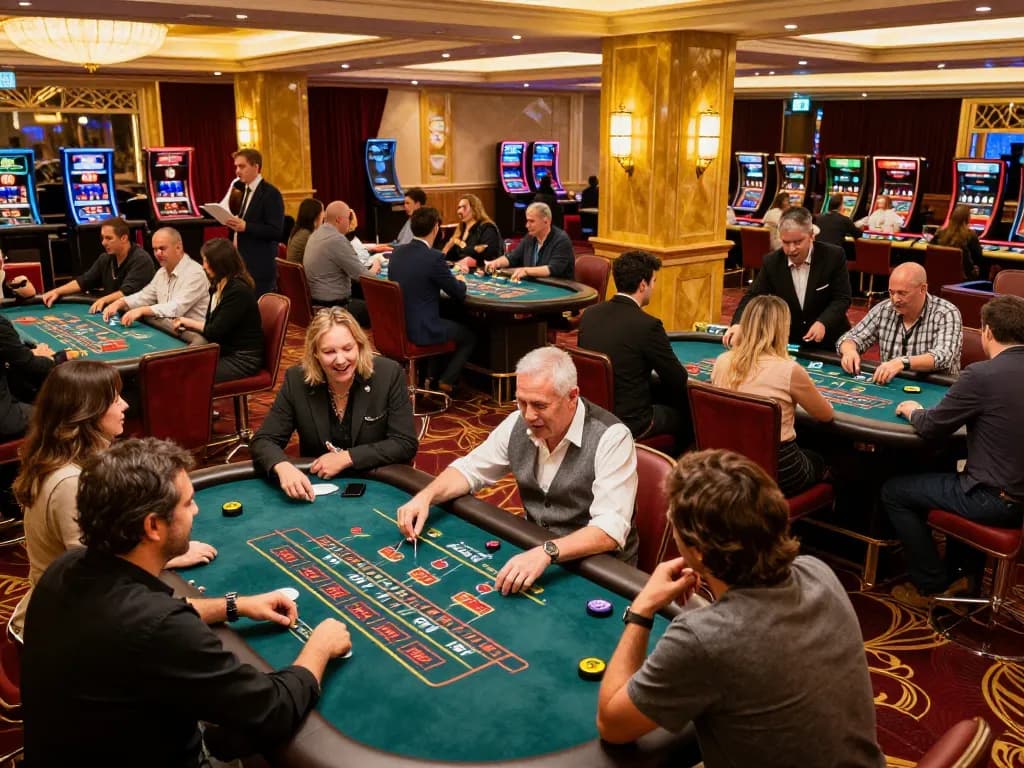 Vipwin casino players engaging in table games under warm lighting
