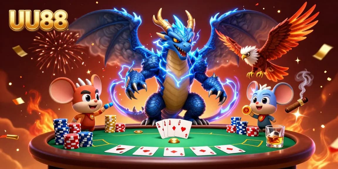 Engage in thrilling poker action at UU88, featuring vibrant characters and rich gaming elements.