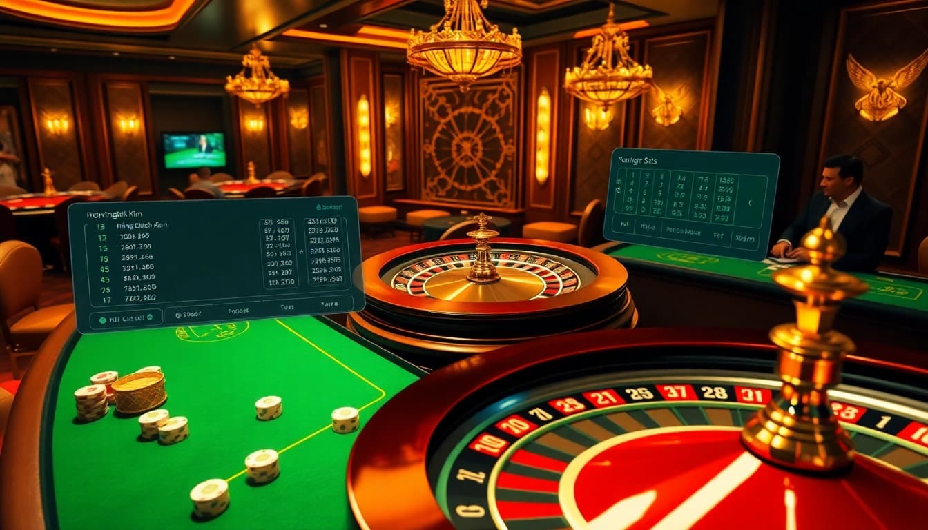 Engaging scene of professional gamblers strategizing with rồng bạch kim betting on casino tables.