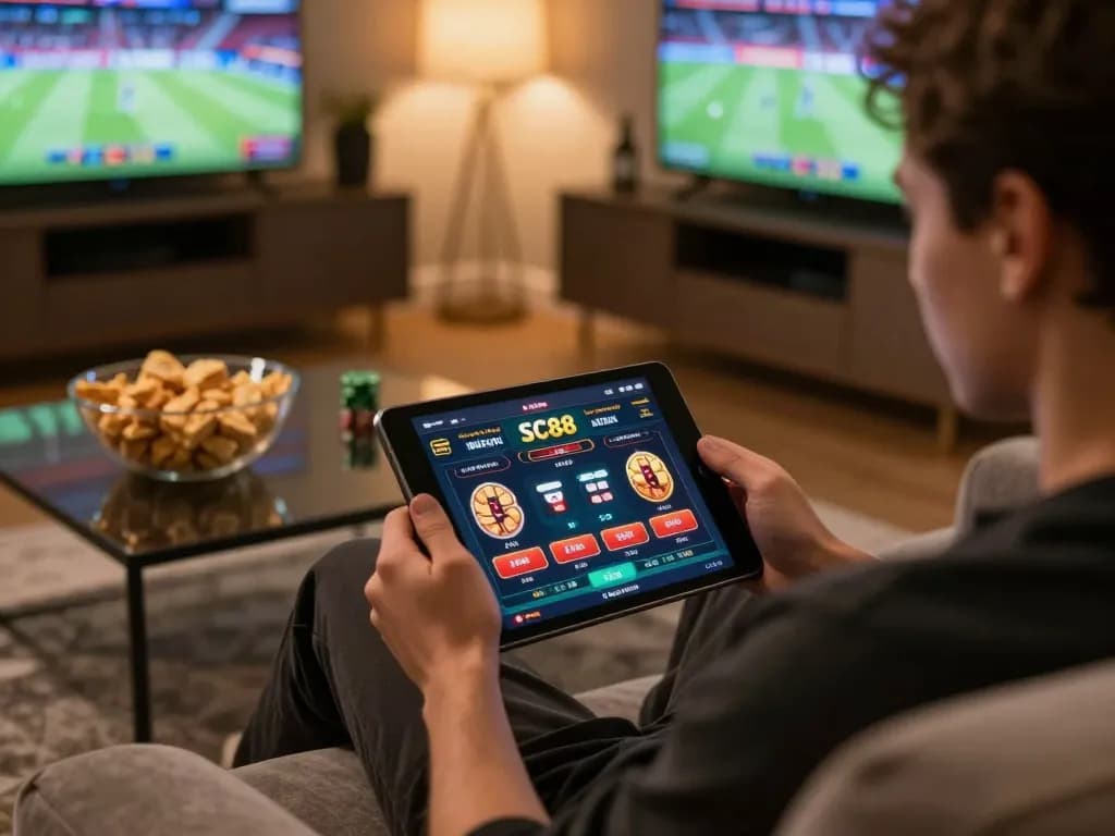Engaging with the SC88 app for thrilling online betting from home.