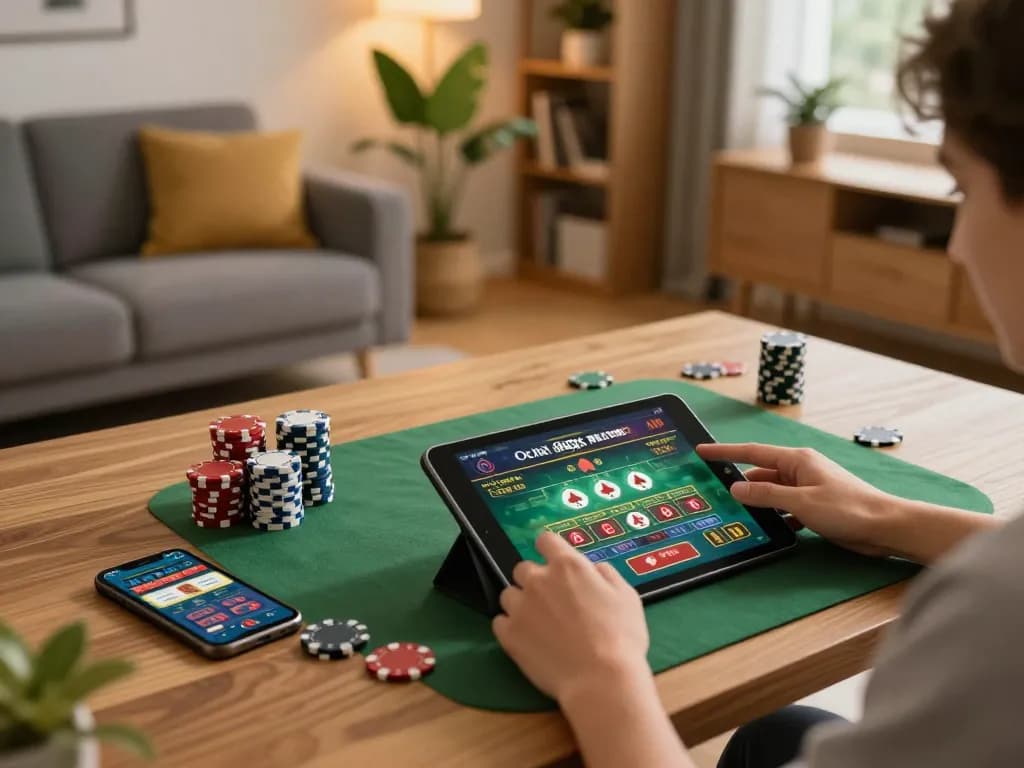 Engaging home gaming scene showcasing KKBD Bangladesh app on a tablet during online play.
