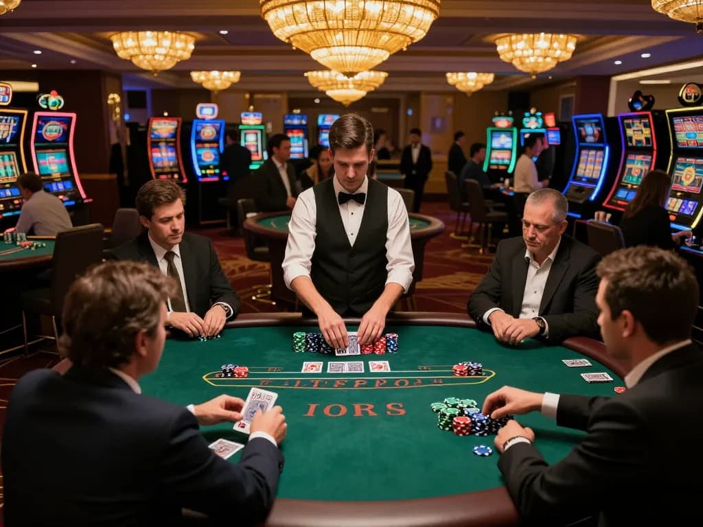 Engaging moment at a blackjack table illustrating Link nhà cái Dabet as players strategize their bets with cards