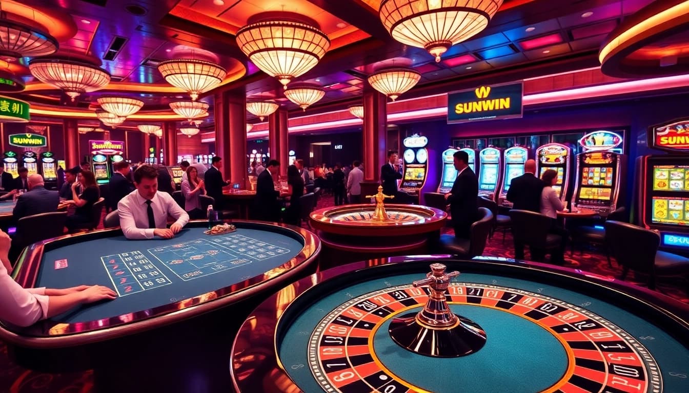 Experience the thrill of SUNWIN gaming with vibrant casino tables filled with excitement and luxury.