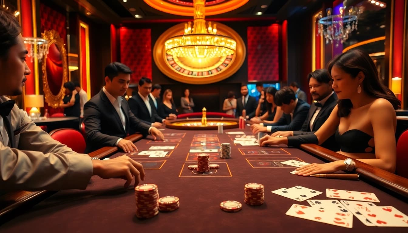 Experience the thrilling baccarat action at HZ88's upscale casino, filled with excitement and glamour.