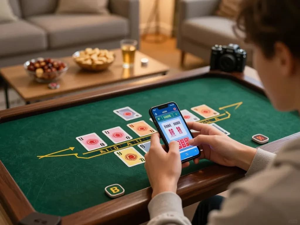 Engaging in an online blackjack session on smartphone through man88 platform at home