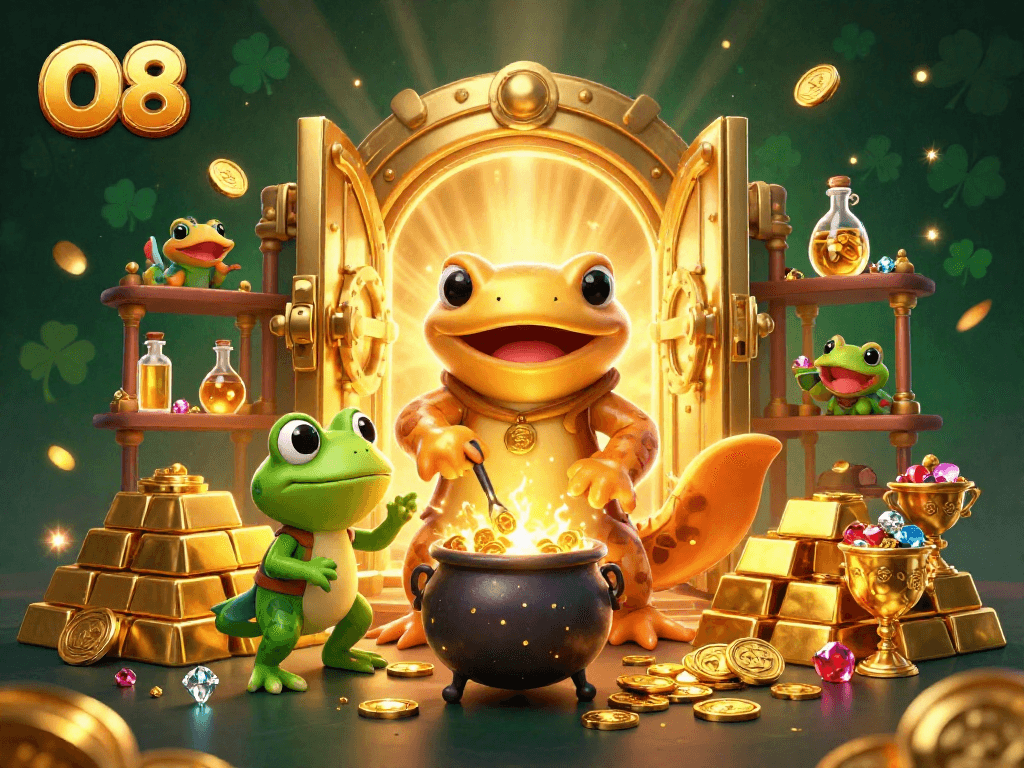 Spin the reels at O8's vibrant casino, where golden treasures and magical elements come alive.