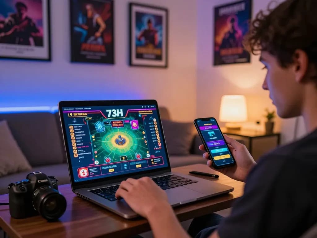 Engaging user experience with BAIXA 73H, showcasing vibrant online gambling activities in a modern living setting.