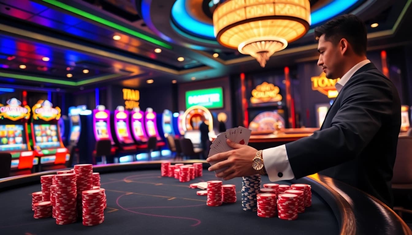 Experience thrilling gameplay at tg88 casino with vibrant poker tables and exciting slot machines.