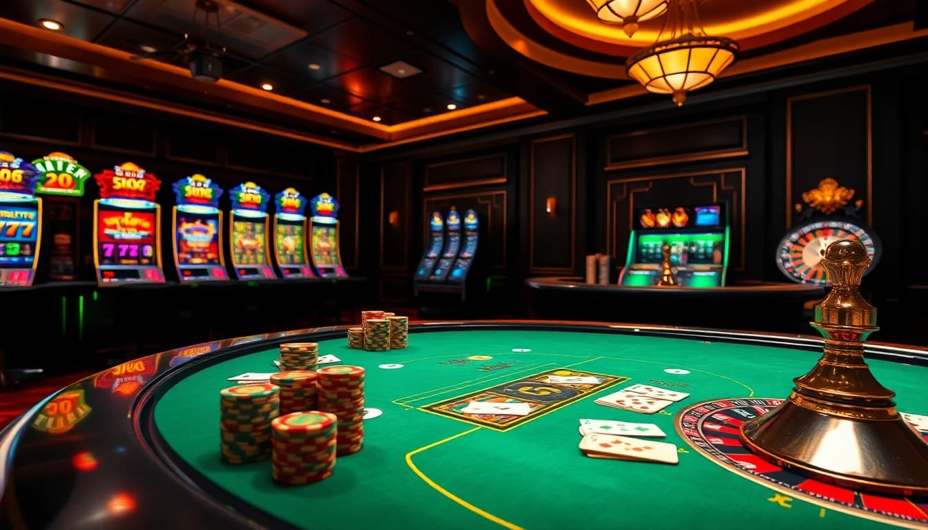 Experience the thrill of KJC with luxury poker games, vibrant slot machines, and a lively casino ambiance.