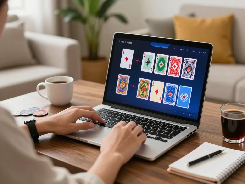 Engaging online poker gameplay on 88aa com with cards and strategy notes in a cozy home.