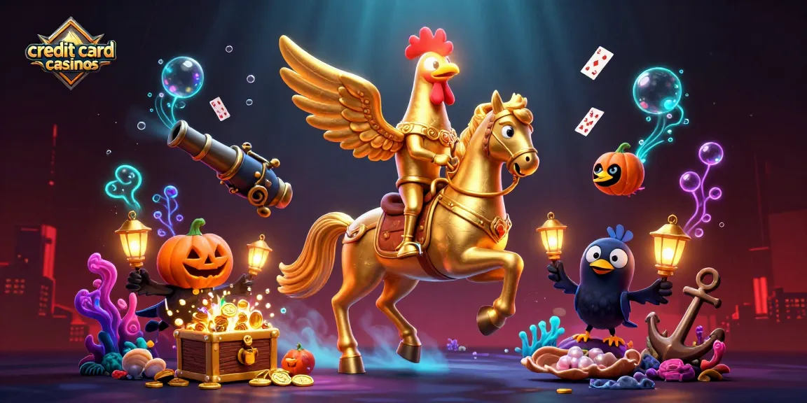 Explore the thrilling world of credit card casinos with a dazzling 3D casino scene.