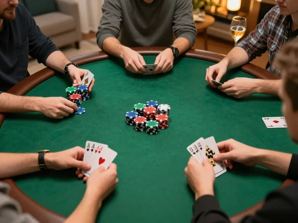Players engage in an exciting online poker game at https://s666hn.com/, showcasing strategic gameplay and colorful chips.