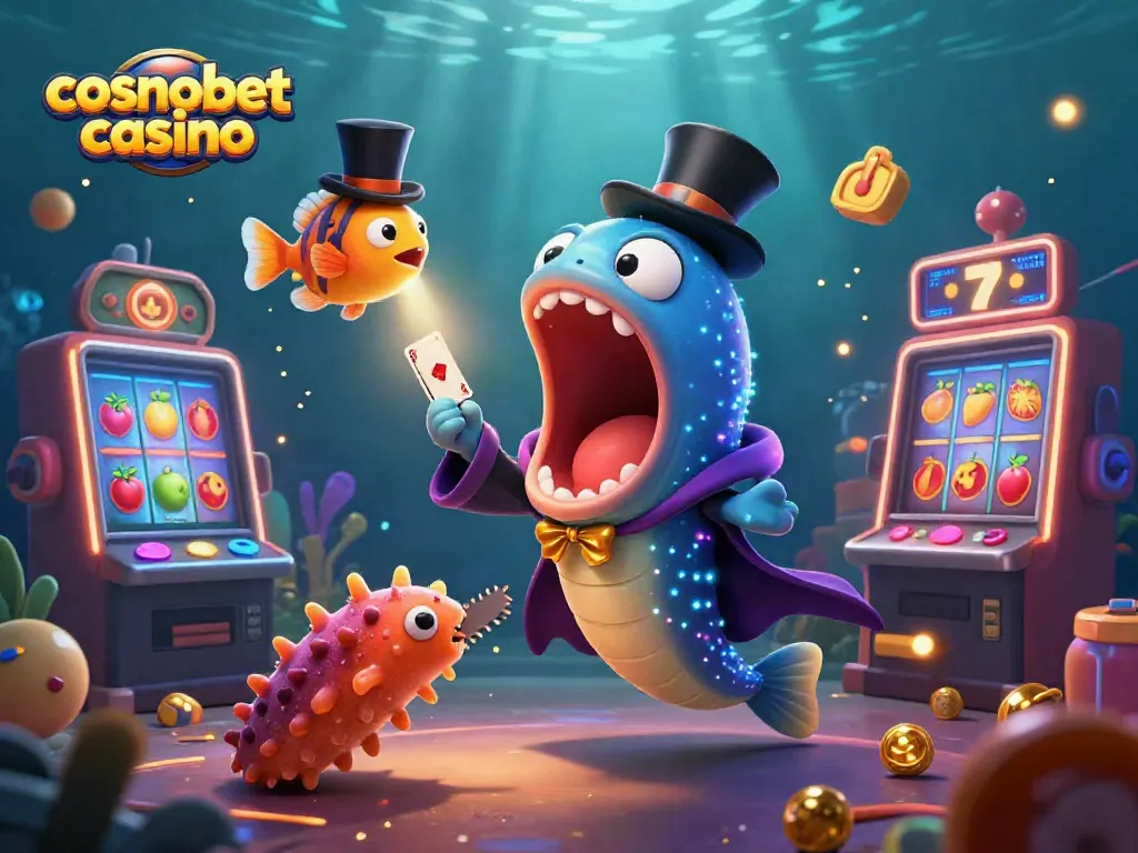 Experience the excitement of cosmobet casino with a unique magical underwater scene featuring vibrant gaming elements and animated characters.