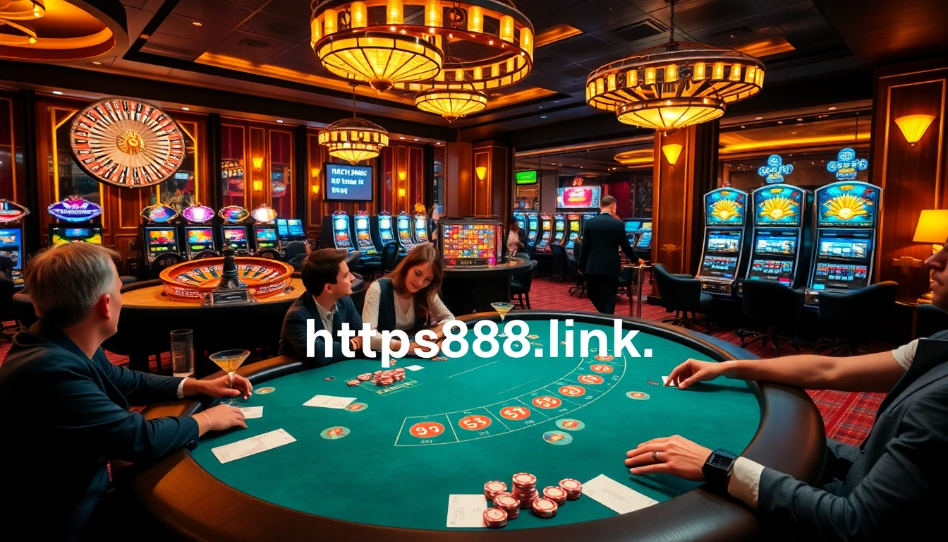Experience thrilling gambling at SC88 | Link, featuring casino tables and vibrant slot machines.