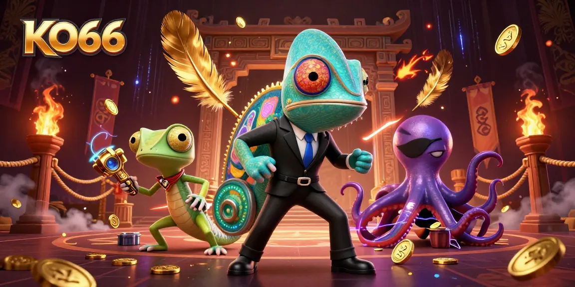 Experience KO66's vibrant casino excitement with a chameleon agent and dynamic gaming action.
