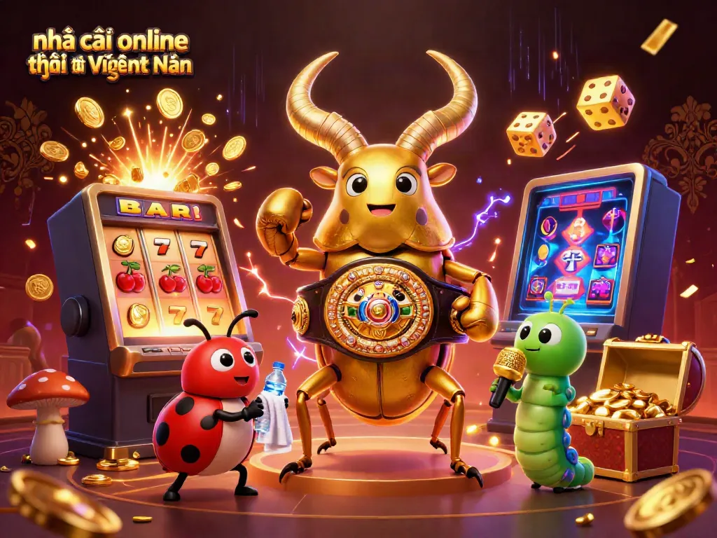 Engage with a vibrant scene showcasing nhà cái online uy tín tại Việt Nam in a dynamic casino-themed illustration.
